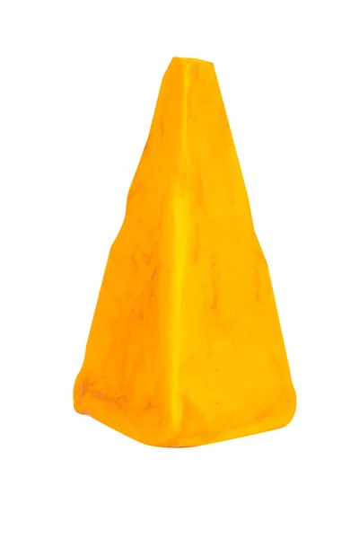 Plasticine Triangle Yellow Isolated White Background Single One — Stock Photo, Image