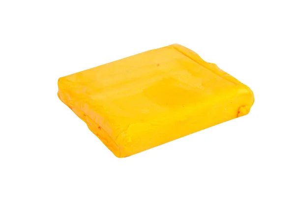 Plasticine Yellow Lump Isolated White Background — Stock Photo, Image