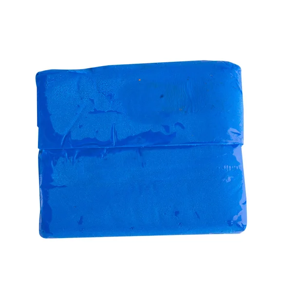 Пластилінова Блакитна Грудка Ізольована Білому Фоні — стокове фото