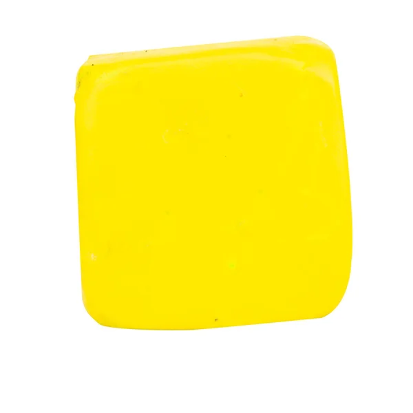 Quadrado Amarelo Plasticina Isolado Fundo Branco Único — Fotografia de Stock