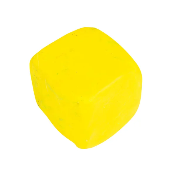 Plastycyna Żółty Kwadrat Izolowany Białym Tle Jeden — Zdjęcie stockowe