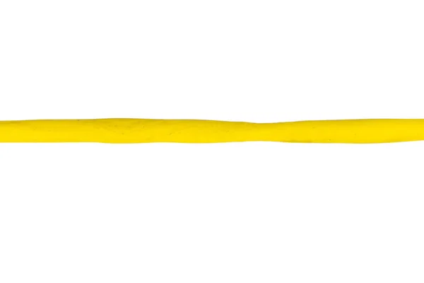 Plasticine Line Color Yellow Isolated White Background — Stock Photo, Image