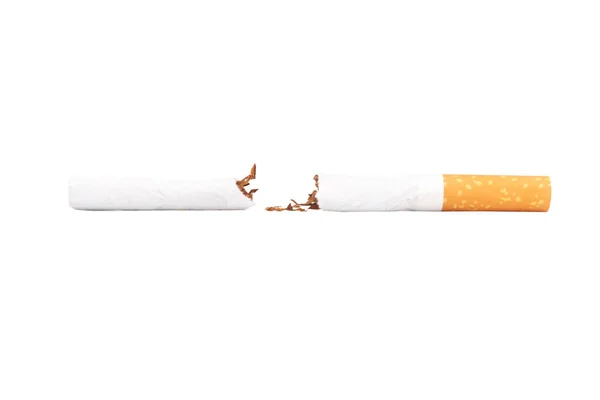 Σπασμένο Τσιγάρο Απομονωμένο Λευκό Φόντο — Φωτογραφία Αρχείου