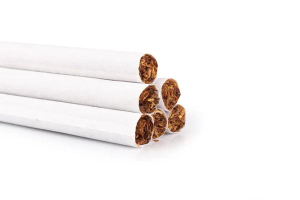 Кучи Сигарет Изолированы Белом Фоне — стоковое фото