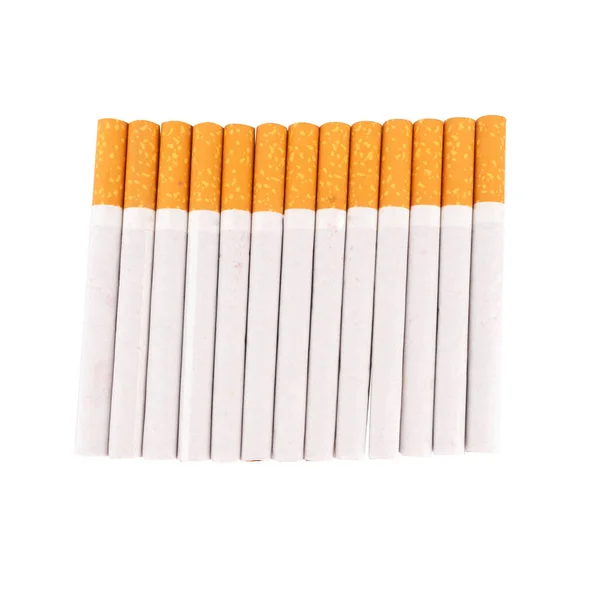 Pilha Cigarros Isolados Fundo Branco — Fotografia de Stock