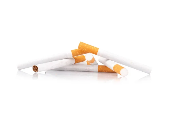 Pile Cigarettes Isolated White Background — Stock Photo, Image