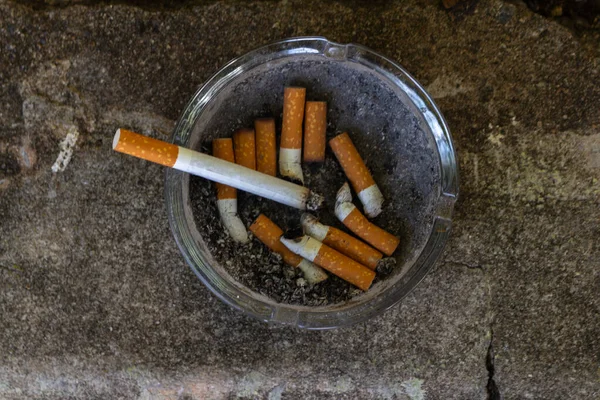 Cinzeiro Livre Vidro Parada Cigarro Tóxico — Fotografia de Stock
