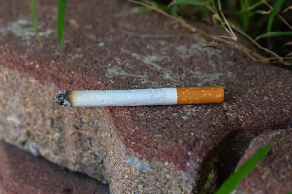 Outdoor Ashtray Glass Toxic Cigarette Stop Single One — Stock Photo, Image