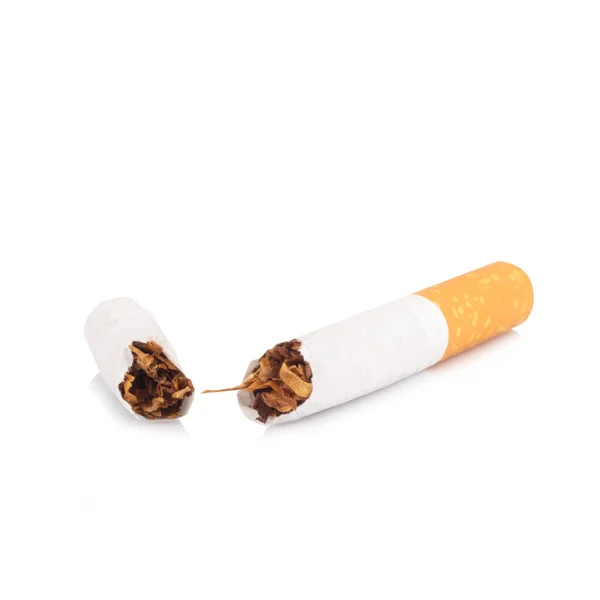 Corte Cigarro Parar Isolado Fundo Branco — Fotografia de Stock