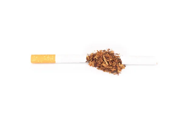 Tobacco Leaves Cigarettes Isolated White Background — Stock Photo, Image
