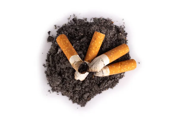 Пепельница Пепельница Сигареты Изолированы Белом Фоне — стоковое фото