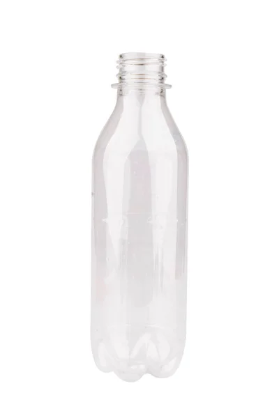 白い背景の空のプラスチックに隔離されたボトル — ストック写真