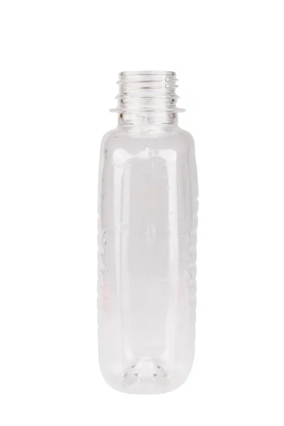 Flasche Isoliert Auf Weißem Hintergrund Leerer Kunststoff — Stockfoto