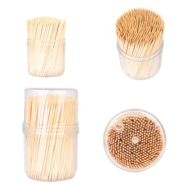 beyaz arkaplanda izole edilmiş tahta kürdan.