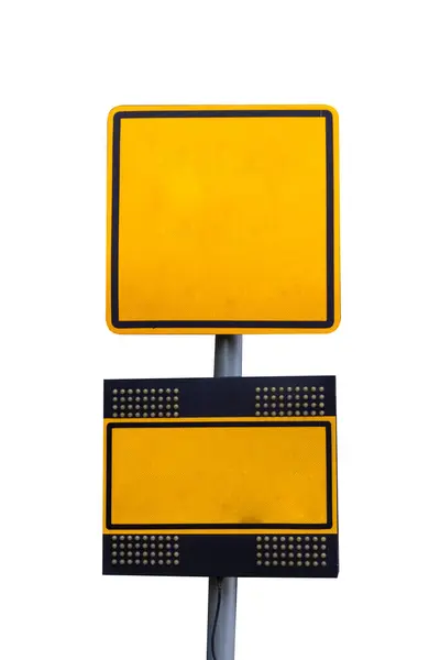 Желтый Придорожный Знак Изолирован Белом Фоне Света — стоковое фото