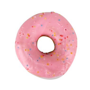 Pembe çörek beyaz arkaplanda izole edilmiş..