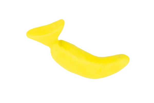 Banan Plasticine Isolerad Vit Bakgrund — Stockfoto