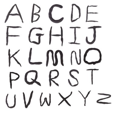 A-Z harfi plasticine İngilizce koleksiyonu beyaz arkaplanda izole edildi.