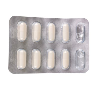 beyaz ilaç paketi beyaz arkaplanda izole edildi.