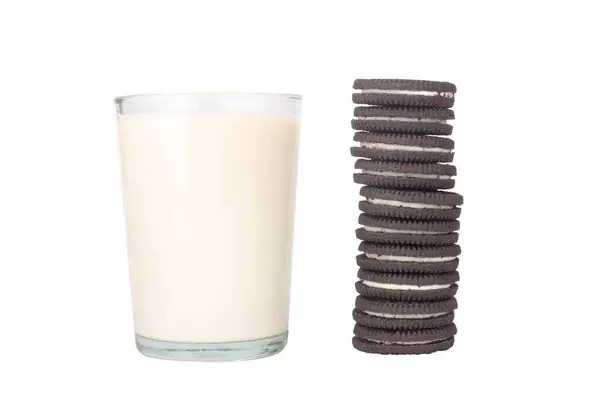 Oreo Milch Isoliert Auf Weißem Hintergrund — Stockfoto