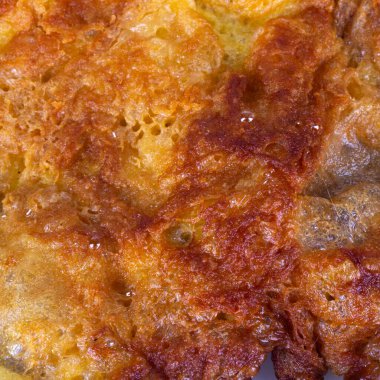 omlet yanığı yakın doku arkaplanı.