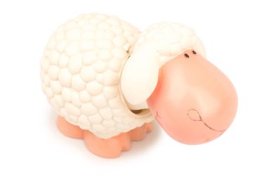 beyaz arkaplanda izole edilmiş koyun modeli karikatürü.