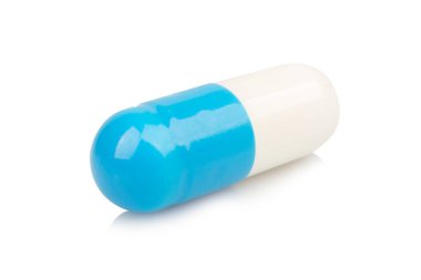 kapsül mavi ve beyaz beyaz arkaplan.