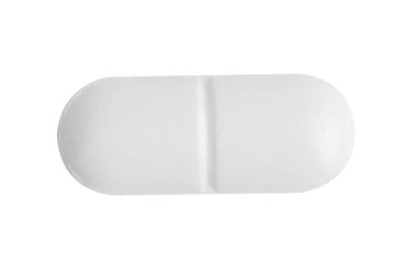 Beyaz arkaplanda izole edilmiş beyaz hap.