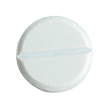 Beyaz arkaplanda izole edilmiş beyaz hap.