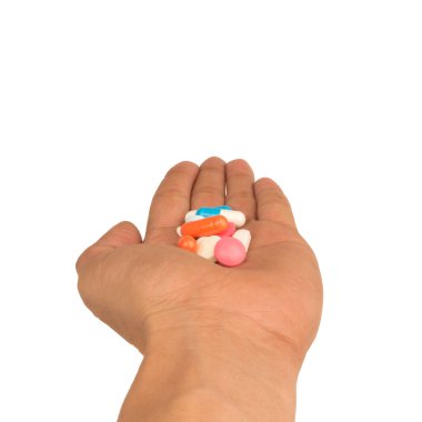 El hapları beyaz arka planda izole edilmiş.