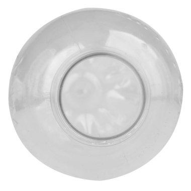Üst görünümü beyaz arkaplanda izole edilmiş plastik şişeler.