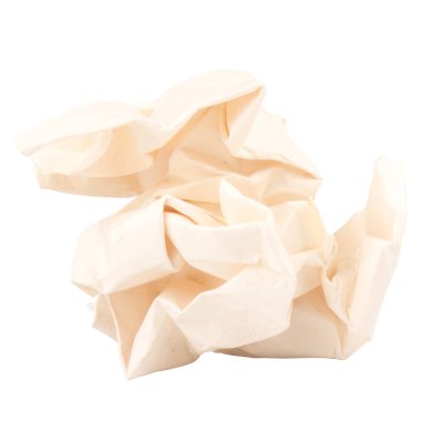 Kağıt top beyaz arkaplanda izole edildi.