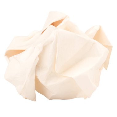 Kağıt top beyaz arkaplanda izole edildi.