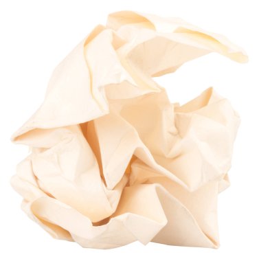 Kağıt top beyaz arkaplanda izole edildi.