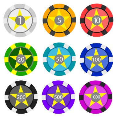 Kumar Oyunları İçin Parlak Renkli Kumarhane Çipleri.
