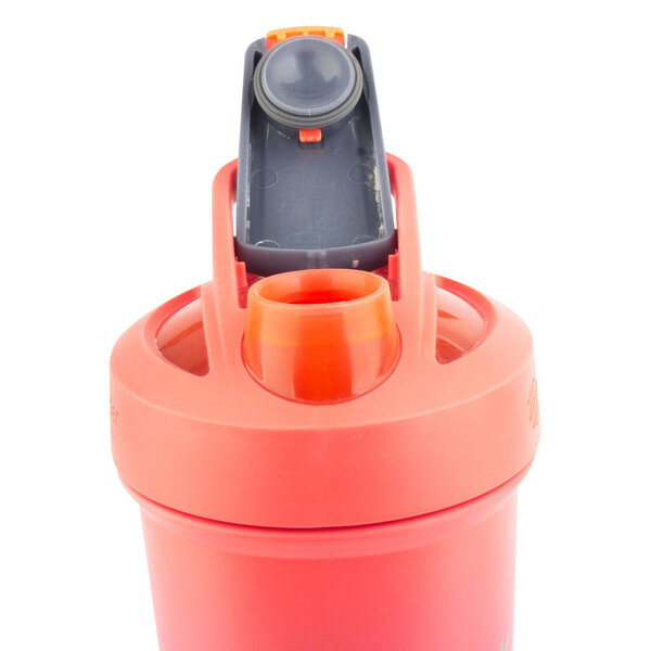 Modern Red Water Bottle on White Background.