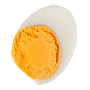 Beyaz Arkaplanda Kaynamış Yumurta Yarısı.