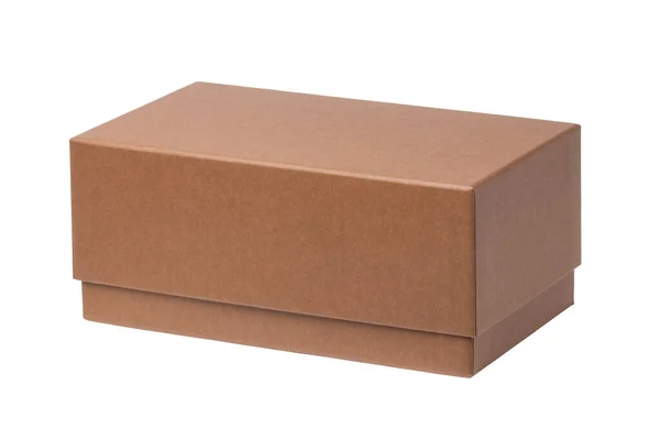 Caja Cartón Marrón Cerrada Caja Papel Kraft Con Ruta Recorte —  Fotos de Stock