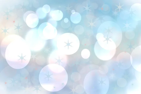 摘要淡淡的蓝绿色 明亮的浅绿色 点亮的星星和雪花 模糊了喜庆的淡淡的冬季圣诞或新年背景质感 卡片概念 — 图库照片