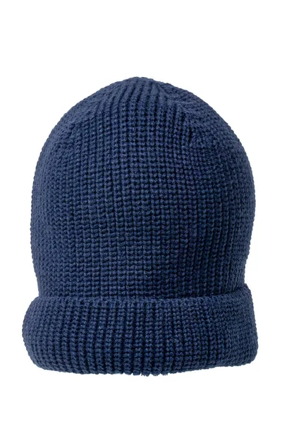 Dark Blue Fashionable Knitted Rapper Beanie Baseball Hat Cap Isolated — Stock Photo, Image