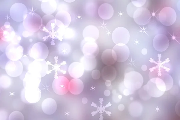 要旨ピンクと白のボケが輝く星で お祝いの繊細な冬のクリスマスやハッピーニューイヤーの背景をぼやけている あなたのデザインのためのスペース カードコンセプト — ストック写真