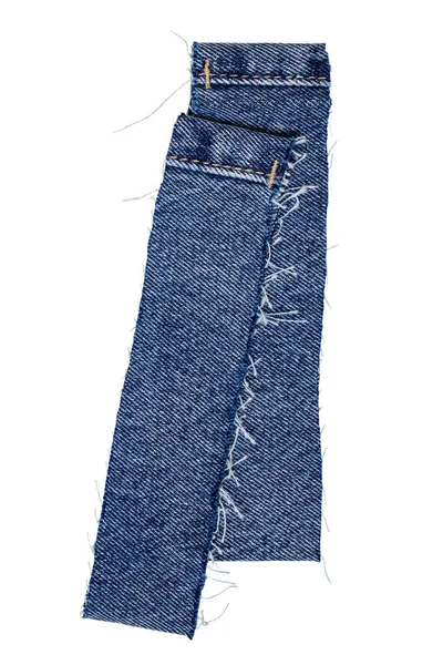 Beyaz Arka Planda Izole Edilmiş Mavi Kot Pantolonun Kesilmiş Iki — Stok fotoğraf