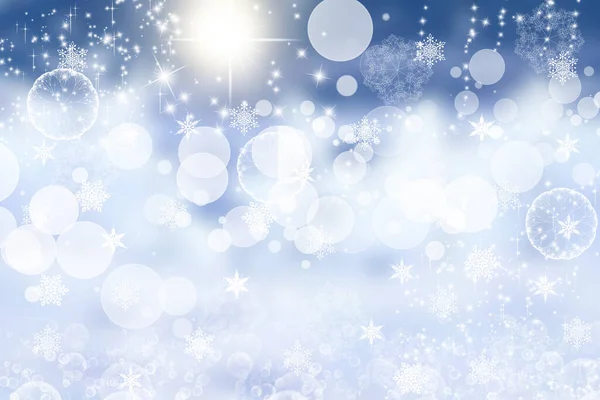 Abstrato Embaçado Luz Festiva Azul Inverno Natal Feliz Ano Novo — Fotografia de Stock