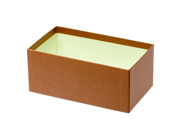 Boş Açık Kahverengi Karton Kutu Veya Beyaz Arkaplanda Kırpma Yolu — Stok fotoğraf