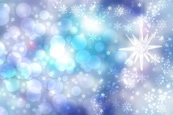 圣诞卡模板 节庆蓝色的冬季圣诞背景 背景质感柔和 点亮了圣诞彩灯和星光 漂亮的卡片设计 — 图库照片