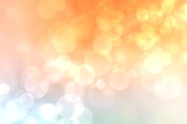 Soyut, taze, bulanık bahar ışığı, hassas pastel, sarı, turuncu bokeh arkaplan dokusu, parlak dairesel, yumuşak renkli ışıklar ve yıldızlar. Güzel arkaplan illüstrasyonu.