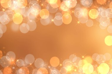 Soyut şenlikli sarı parıltılı parıltı konfeti arkaplan dokusu, yıldızlar ve çerçeve. Parti, sevgililer günü, düğün, davetiye ya da diğer tatiller için yapıldı. Kart kavramı.