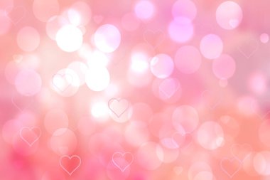 Valentines or wedding day card template. Abstract love romantic holiday gradient pink red orange background texture with hearts. Beautiful backdrop with space.