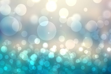 Abstract gradient of light blue turquoise dark blue grey white background texture with glowing circular bokeh lights. Beautiful colorful spring or summer backdrop.