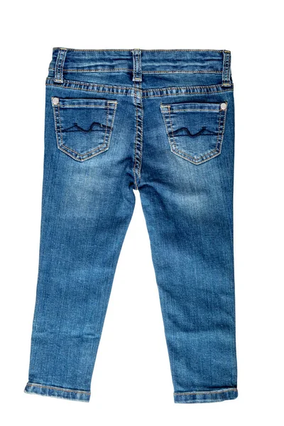 Flickjeans Isolerade Eleganta Trendiga Snygga Kvinnliga Blå Jeans Byxor Isolerade — Stockfoto